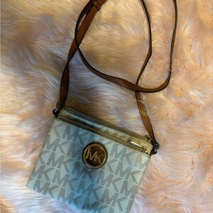 Michael Kors Cream and Tan Crossbody Bag